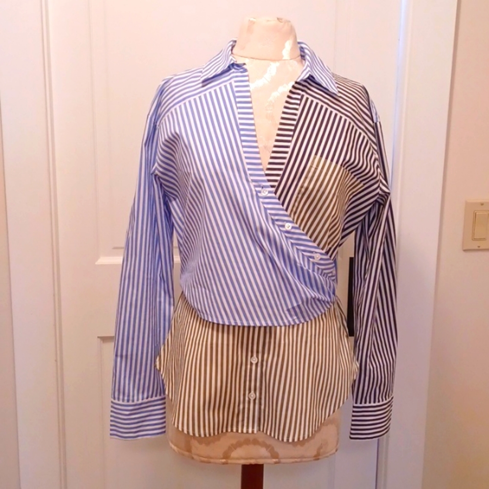 Veronica Beard Mayfair Multi-Colored Striped Blouse. EUC 8